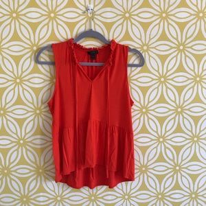 J. Crew Red/Orange Peplum Top with ruffle detail